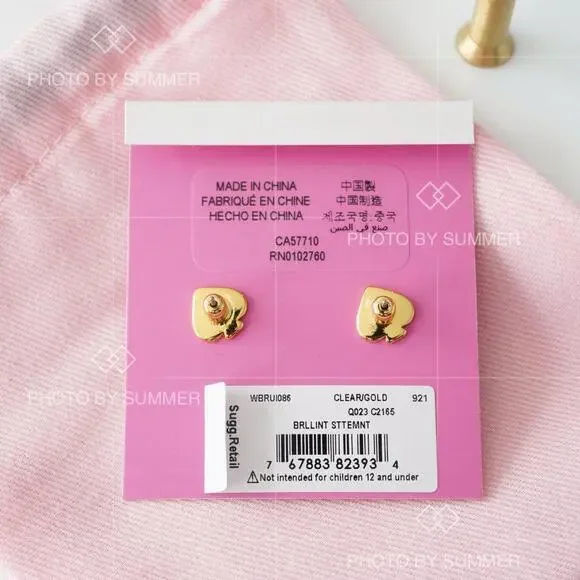 Kate Spade Brilliant Statements Tri prong Stud Earrings Clear Gold - Picture 4 of 6